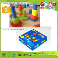 Descontos promocionais brinquedos de madeira brinquedos educativos torreta brinquedos de ensino pré-escolar OEM para crianças MDD-1026